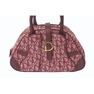 Dior Bag Christian Double Canvas Saddle Red Leather Trotter